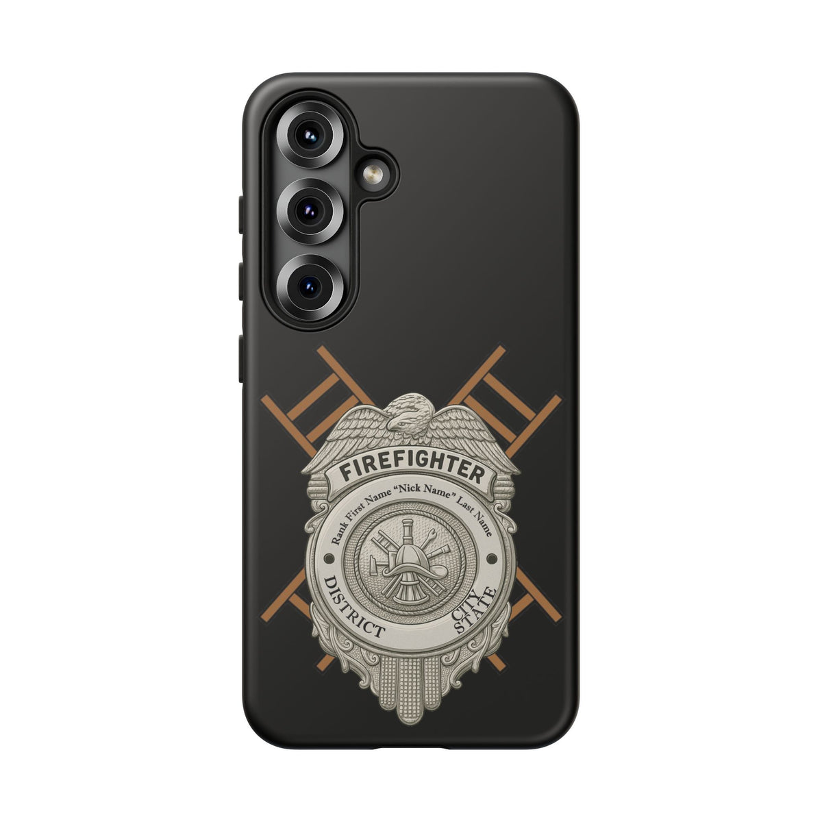 Firefighter Badge Tough Phone Case — Firefighter Helmet & Ladders Protective Case