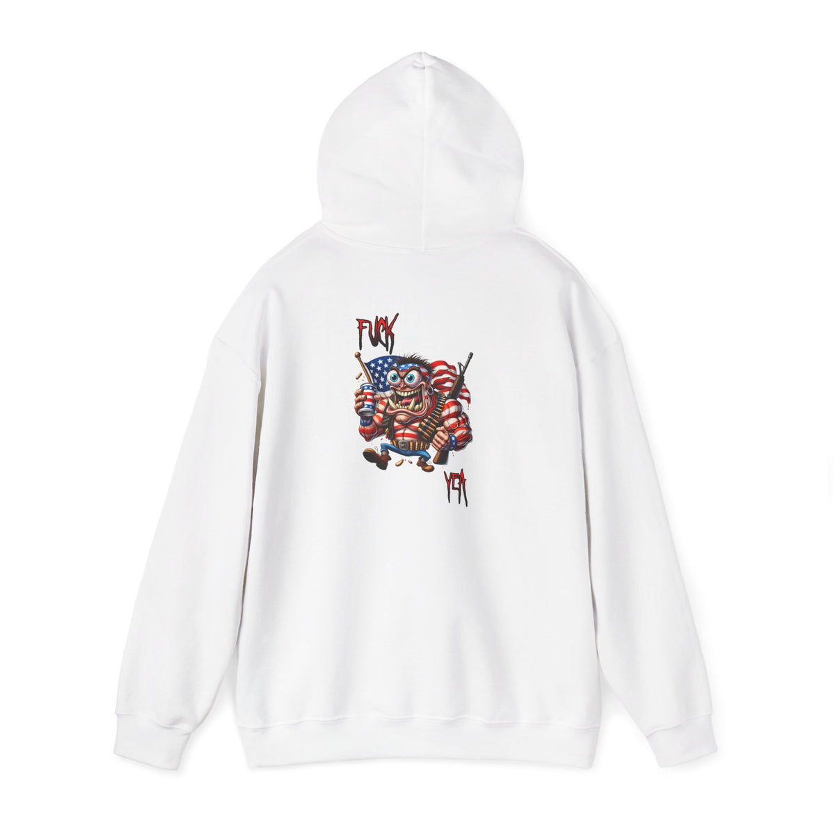Patriotic Monster Hoodie - Funny USA Flag Character Back Graphic