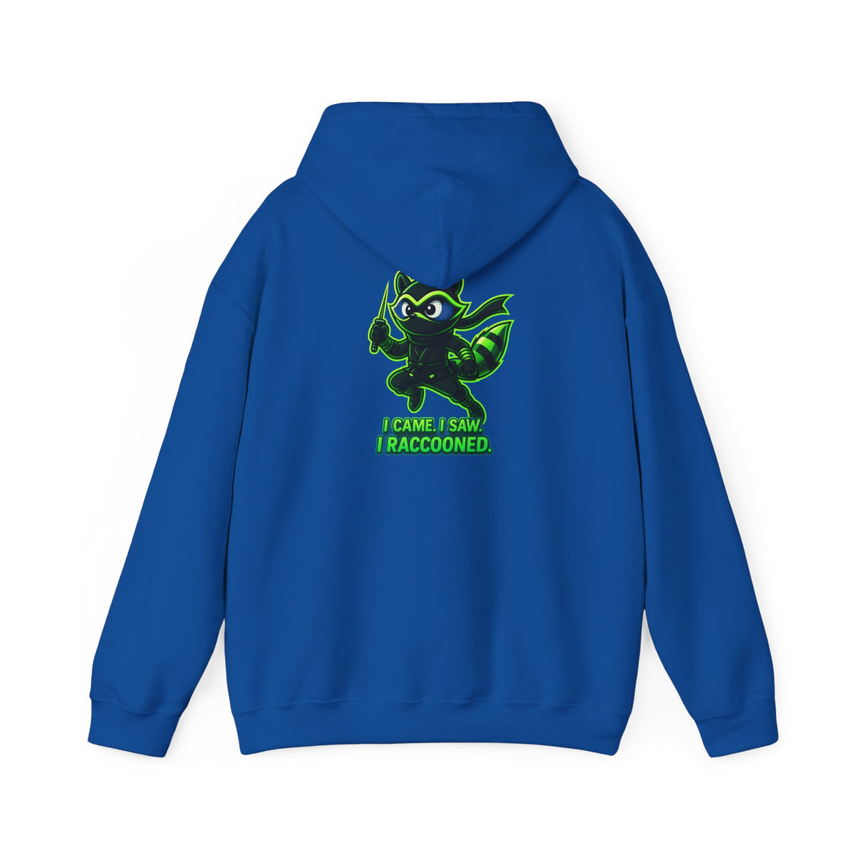 Raccoon Mascot Hoodie – "I Came, I Saw, I Raccooned" Graphic Pullover