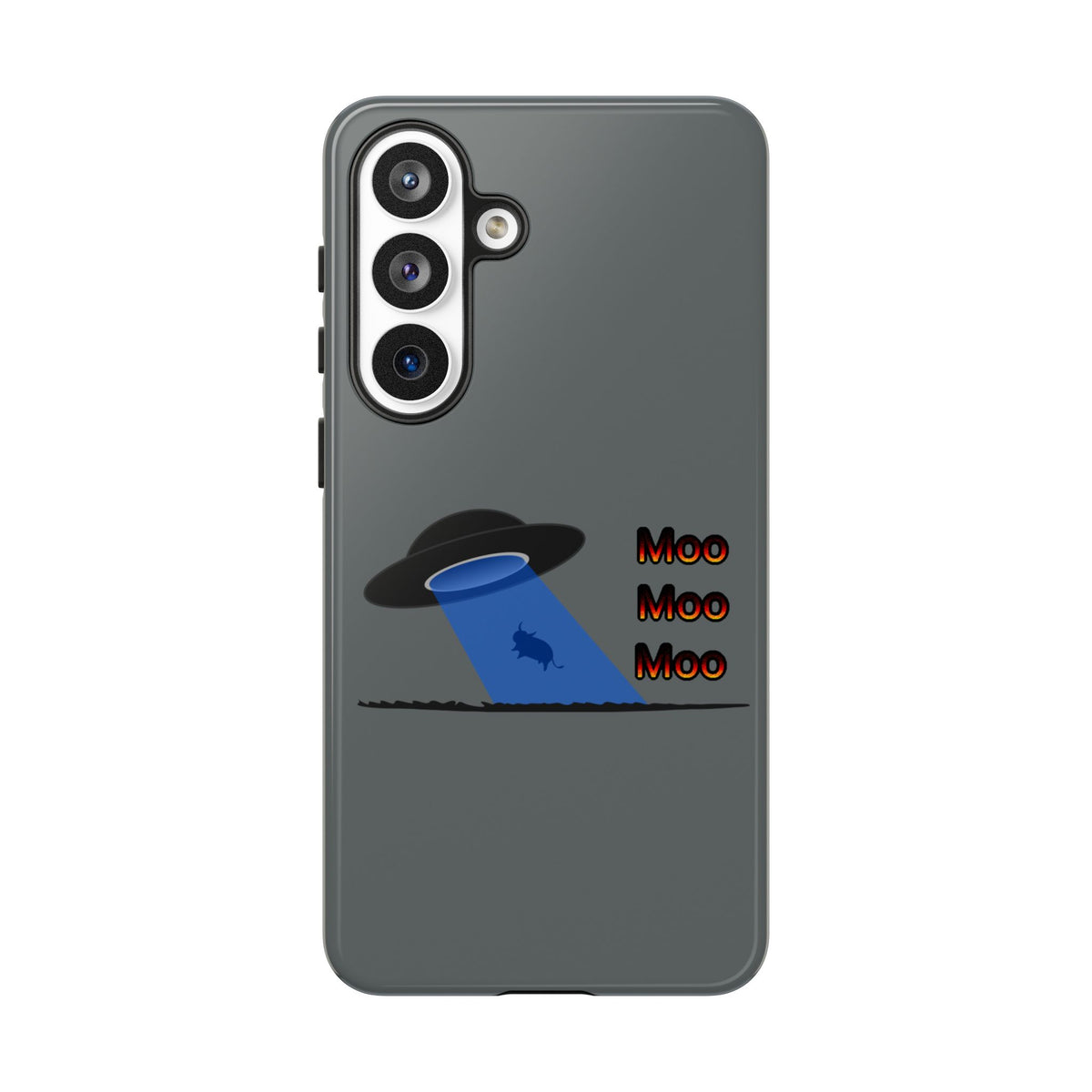 Phone Case — Funny UFO Cow Abduction Design with “Moo Moo Moo”
