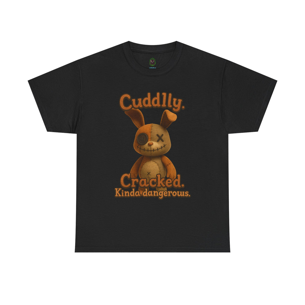 T‑Shirt — "Cuddly. Cracked. Kinda dangerous." Distressed Bunny Graphic Tee
