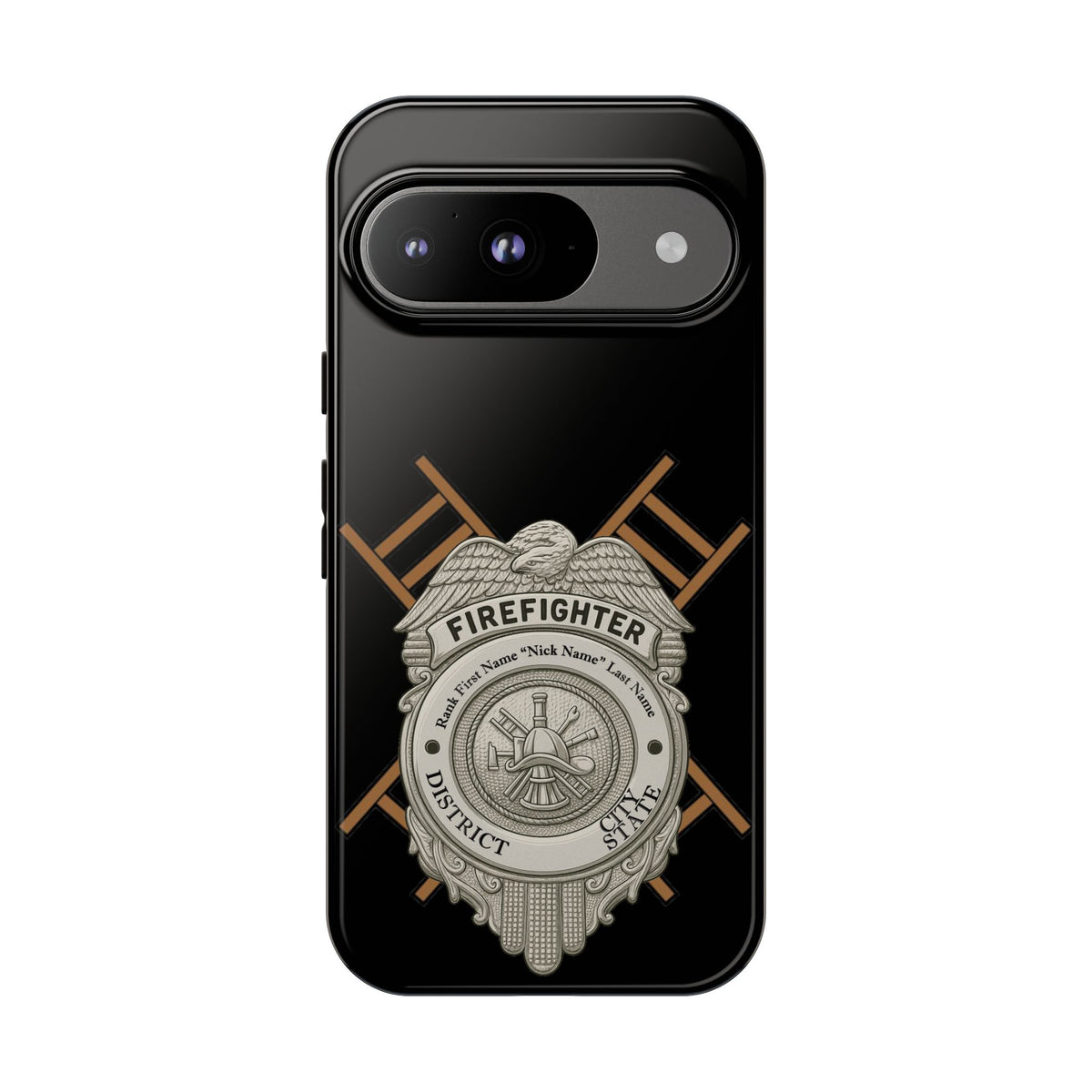 Firefighter Badge Tough Phone Case — Firefighter Helmet & Ladders Protective Case
