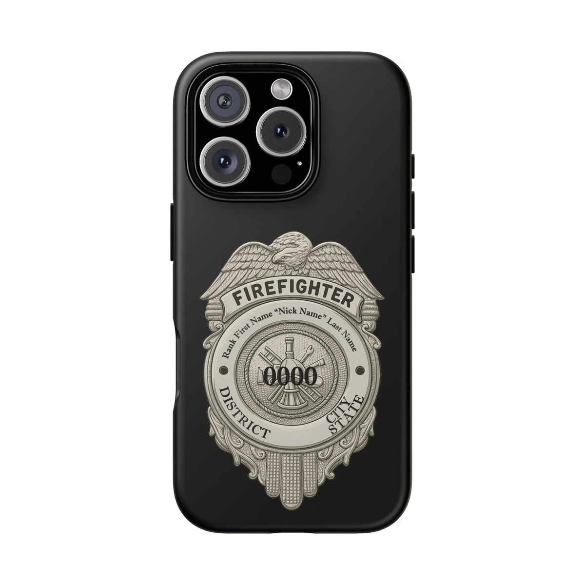 Firefighter Badge Tough Phone Case — Personalized Station Number Design
