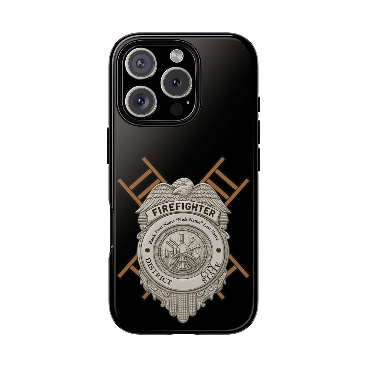 Firefighter Badge Tough Phone Case — Firefighter Helmet & Ladders Protective Case