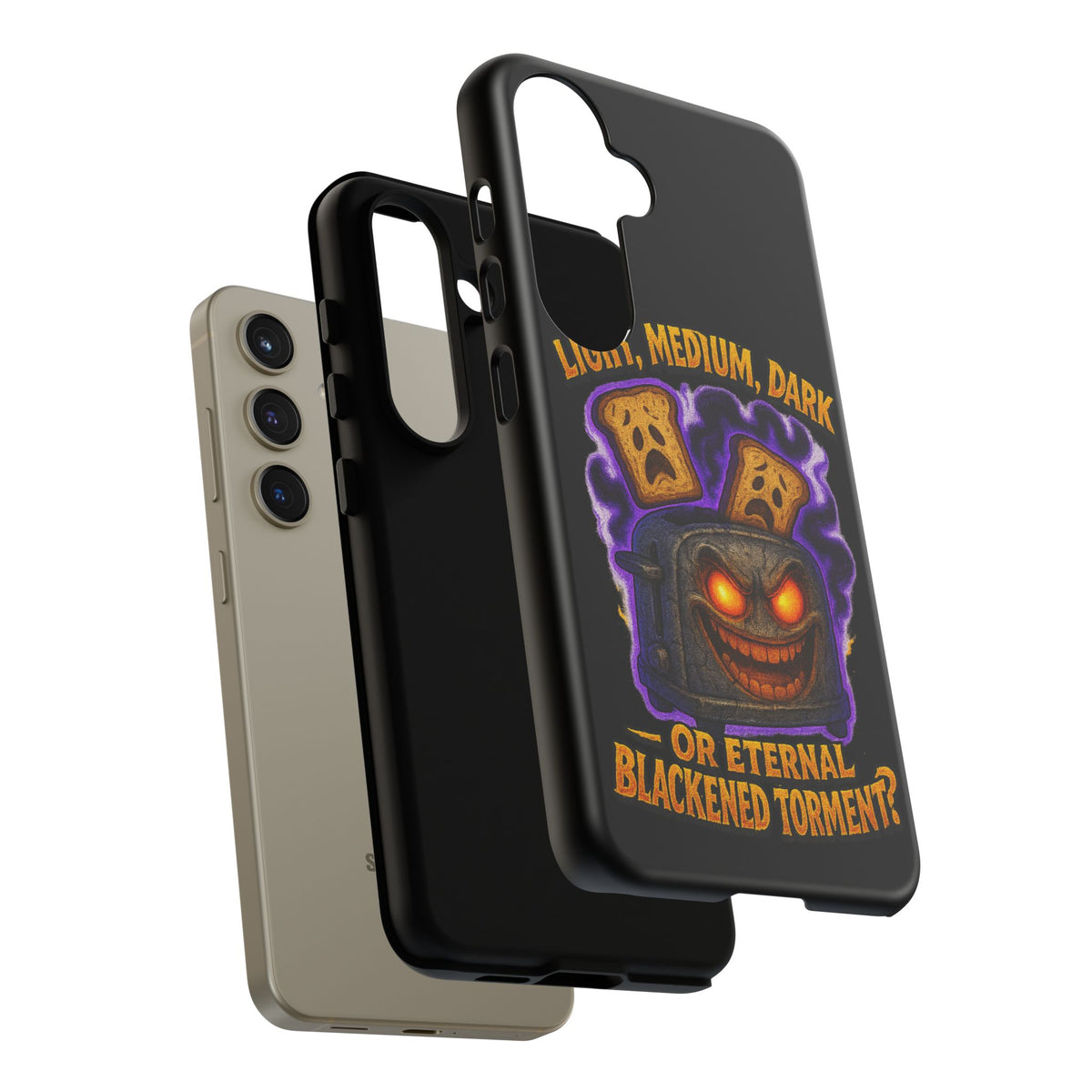 Phone Case — 'Light, Medium, Dark or Eternal Blackened Torment?' Spooky Toast & Toaster Horror Design