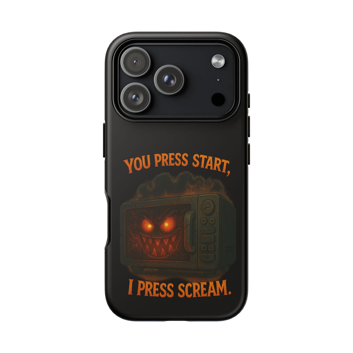 Phone Case — "You Press Start, I Press Scream" Spooky Retro Game Controller Design