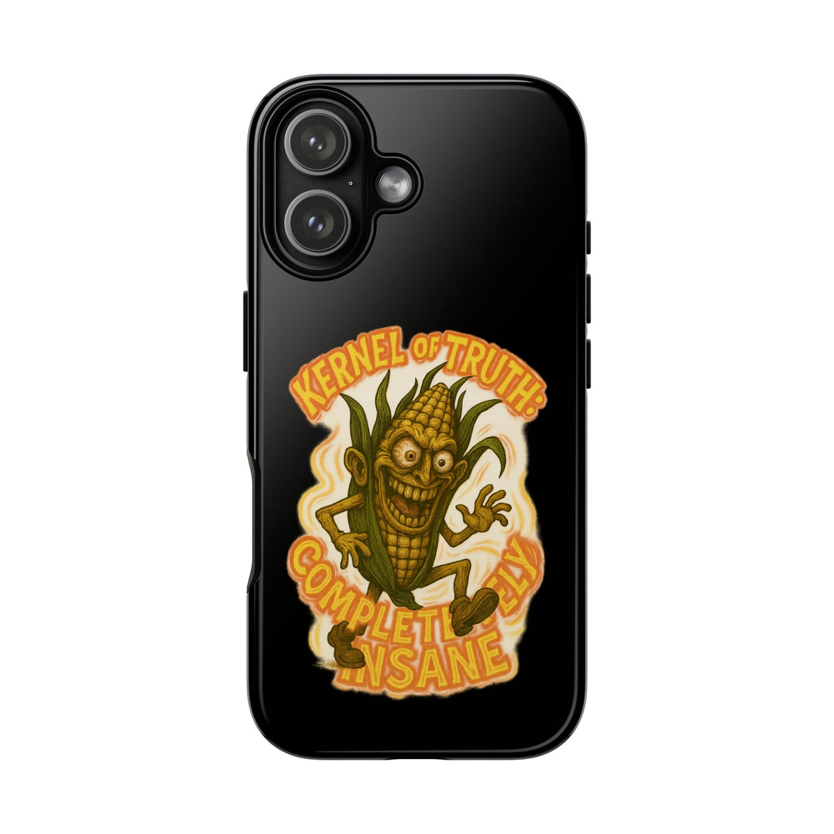 Corny Horror Phone Case - “Kernel of Truth, Completely Insane” Retro Corn Monster