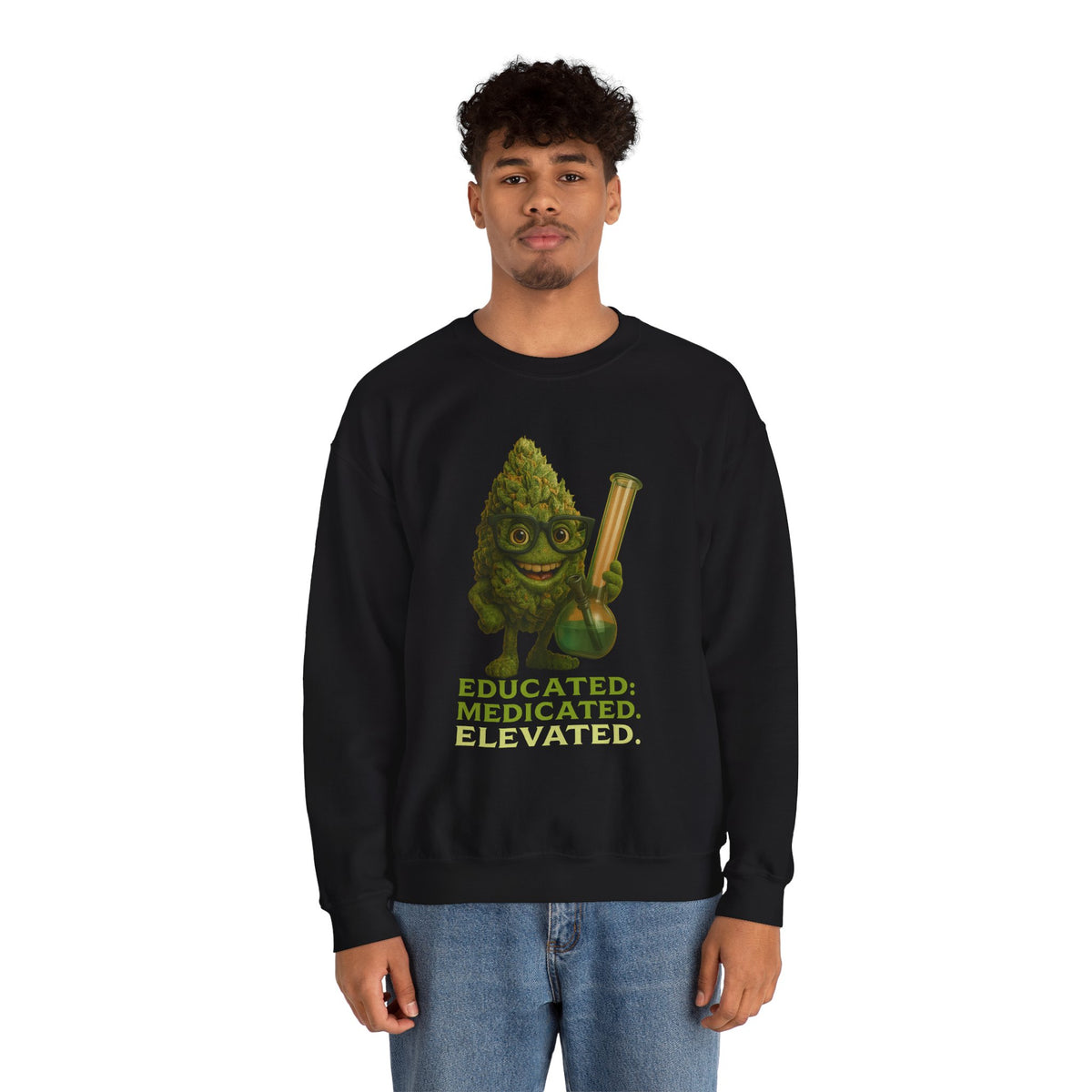 Educated. Medicated. Elevated. Crewneck Sweatshirt – Bud Edition