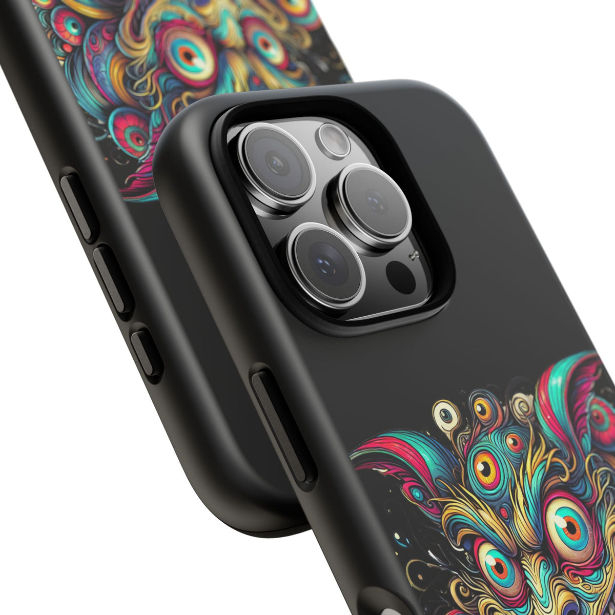 Psychedelic Mischief Phone Case — Colorful Grinning Monster Design