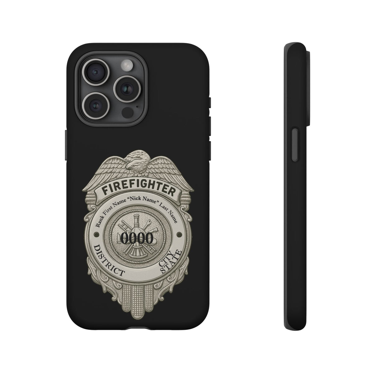 Firefighter Badge Tough Phone Case — Personalized Station Number Design