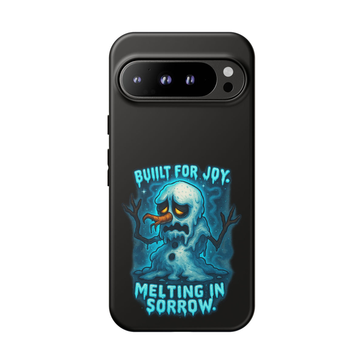 Phone Case — 'Built for Joy, Melting in Sorrow' Blue Melting Snowman Protective Case
