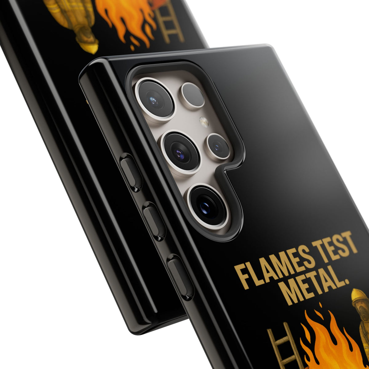 Firefighter Phone Case - "Flames Test Metal. Courage Defines the Firefighter" Protective iPhone Cover