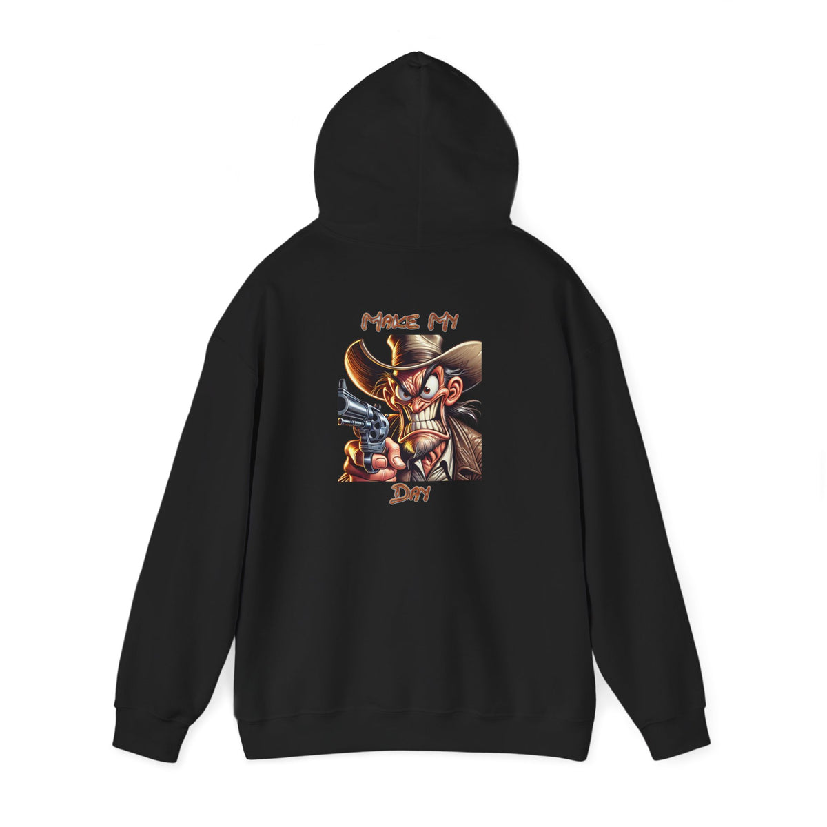 Make My Day Hoodie – Cartoon Gunslinger Attitude