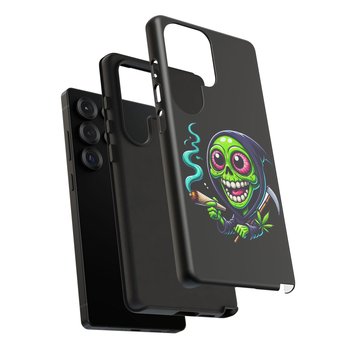 Grinning Stoner Grim Reaper Phone Case – Cannabis Skull iPhone Cover