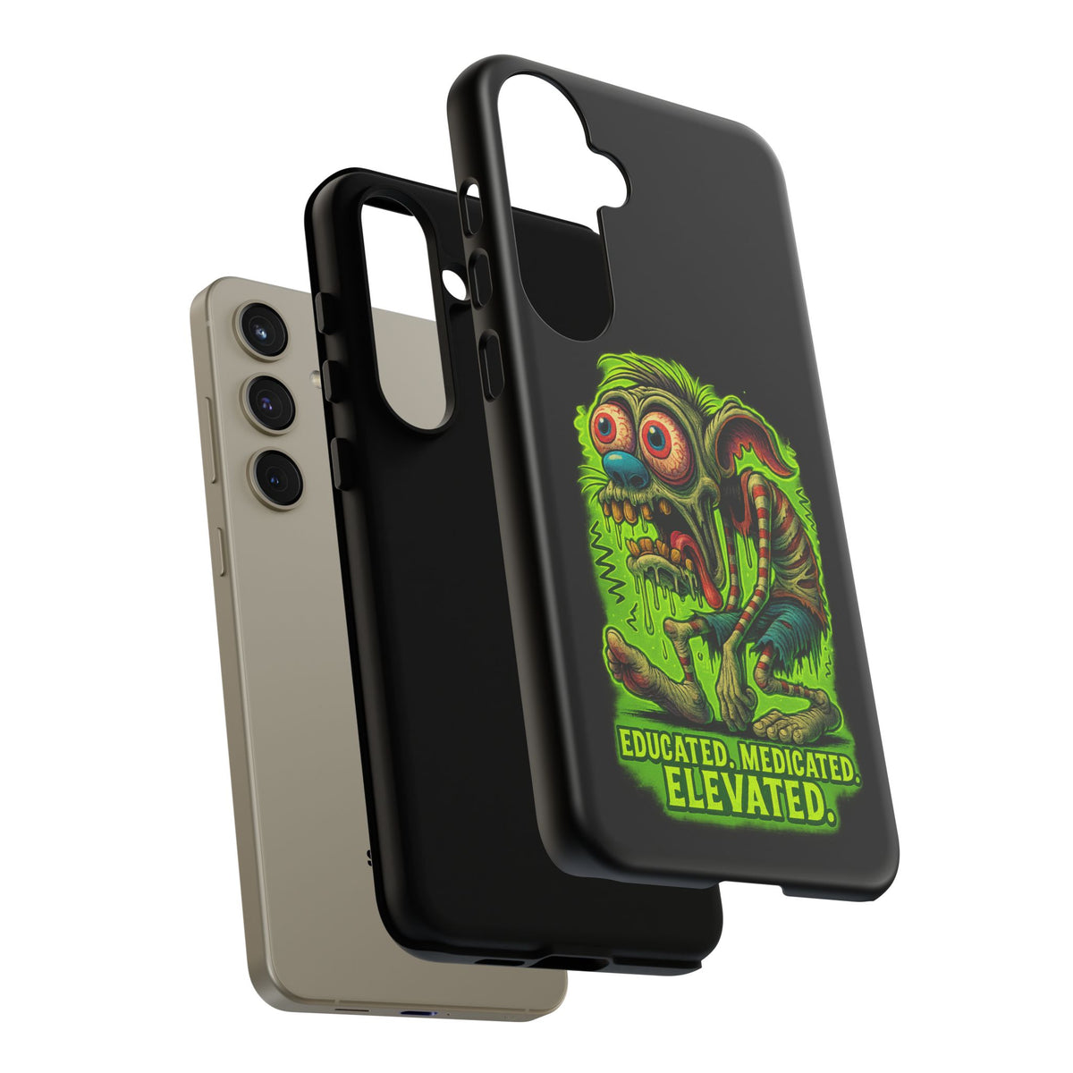 Phone Case — "Educated. Medicated. Elevated." Neon Monster Design