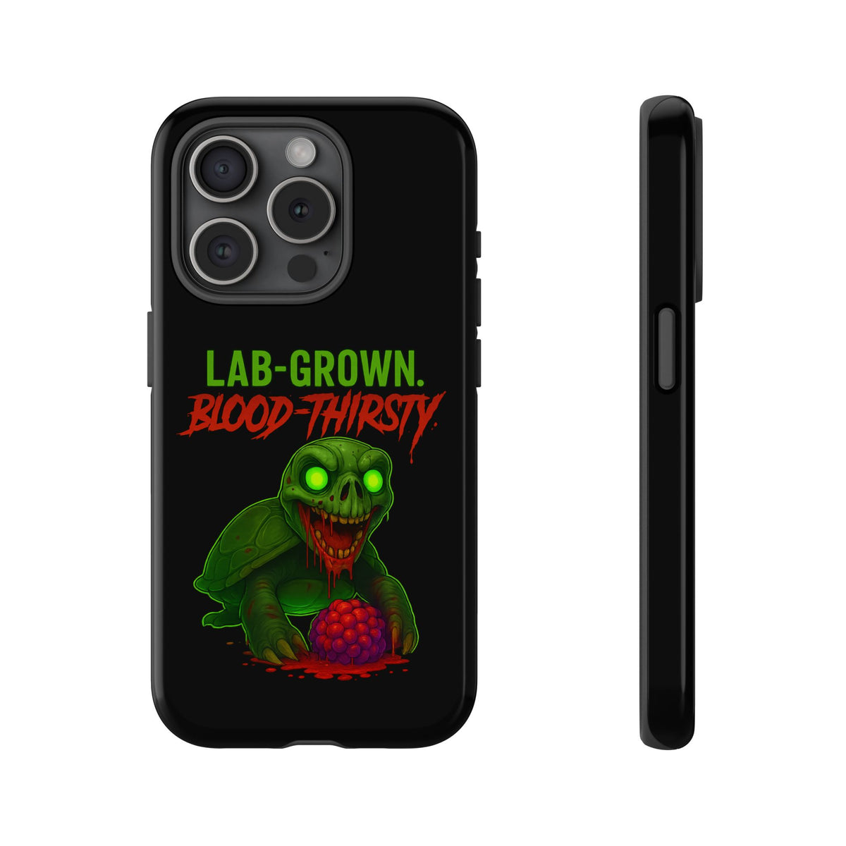 Phone Case — “Lab-Grown. Blood-Thirsty!” Green Monster Horror Design