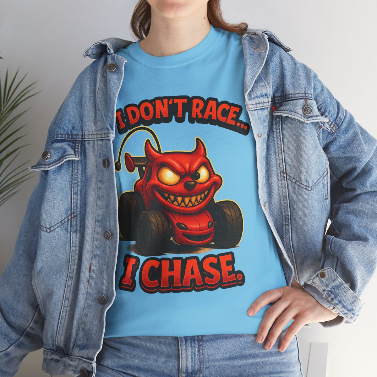 I Don't Race I Chase T-Shirt | Devil Car Cartoon Tee