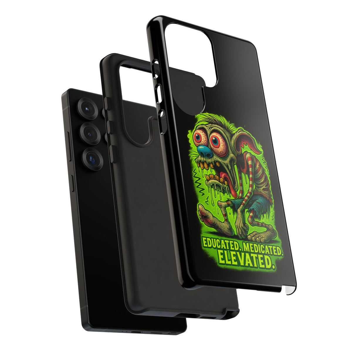 Phone Case — "Educated. Medicated. Elevated." Neon Monster Design