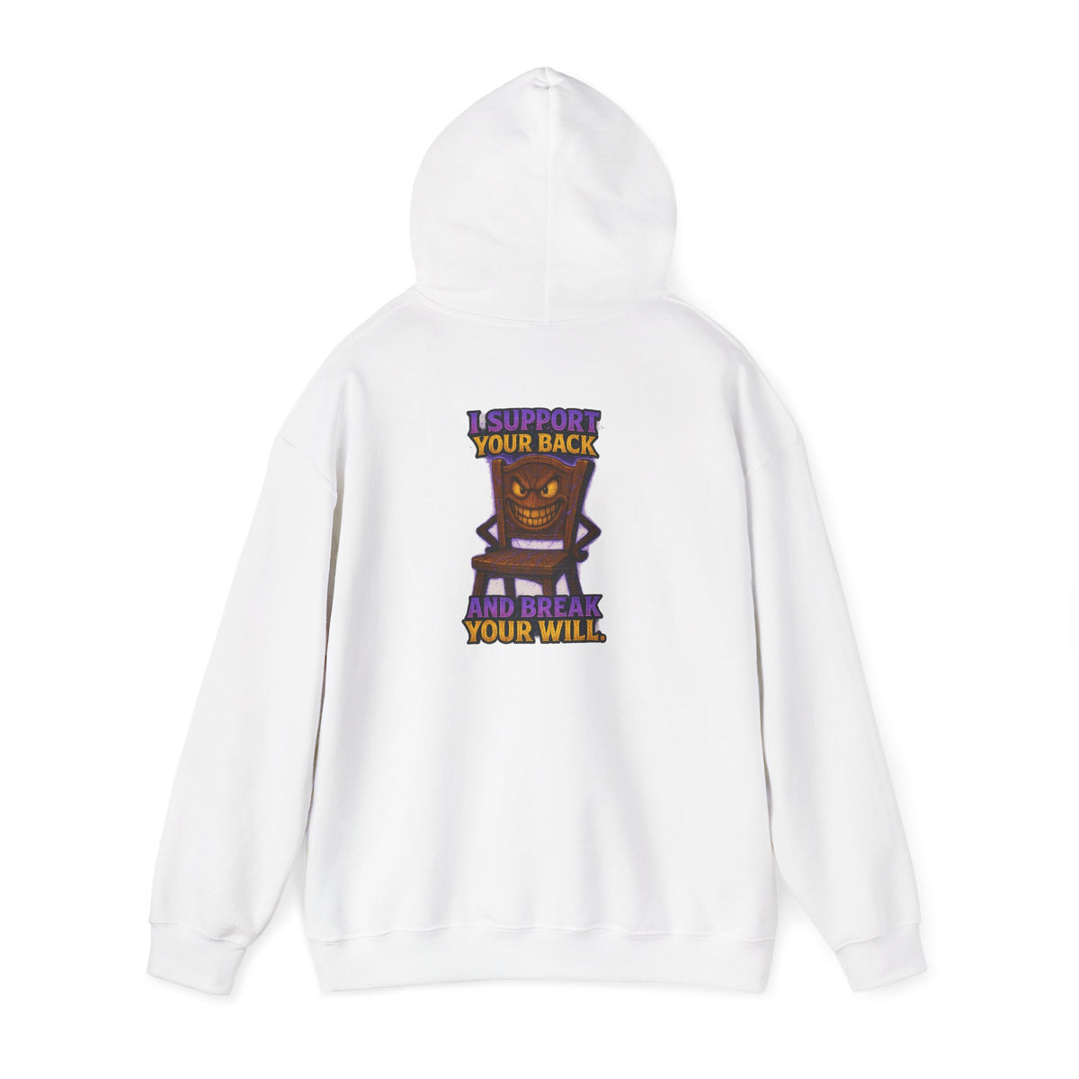 Horror Throne Hoodie — 'I’ll Watch Your Back and Break Your Will' Graphic Pullover
