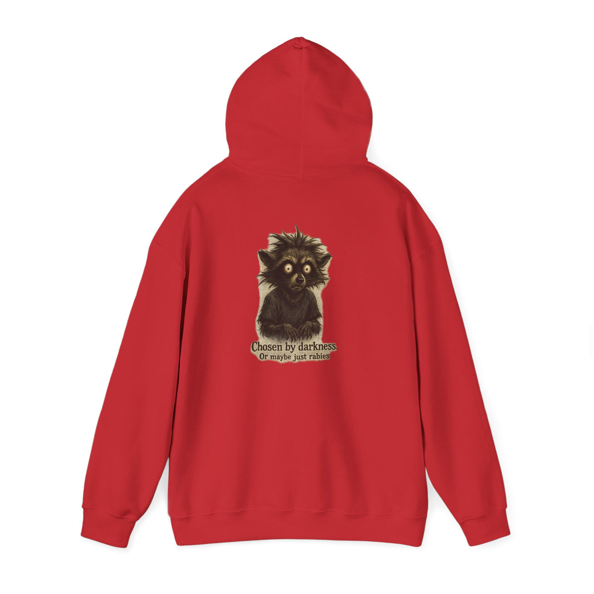 Racoon Hoodie — "Chosen by darkness, or maybe just naptime" Graphic Pullover