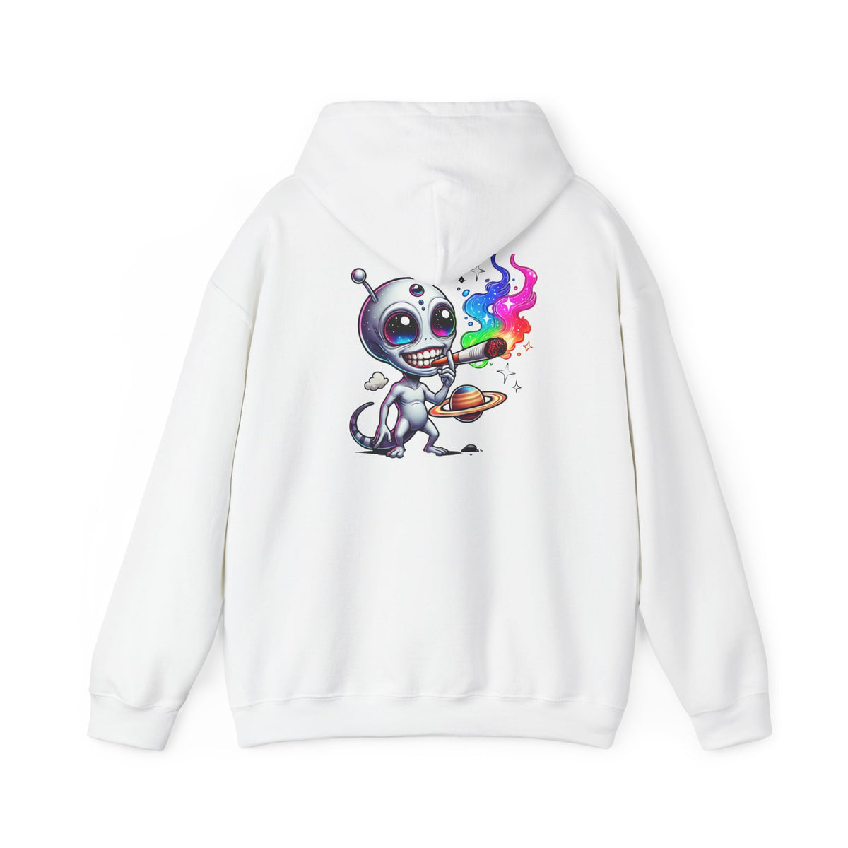 Alien Chef Hoodie — Cute Cartoon Alien Cooking with Rainbow Flame Hooded Sweatshirt