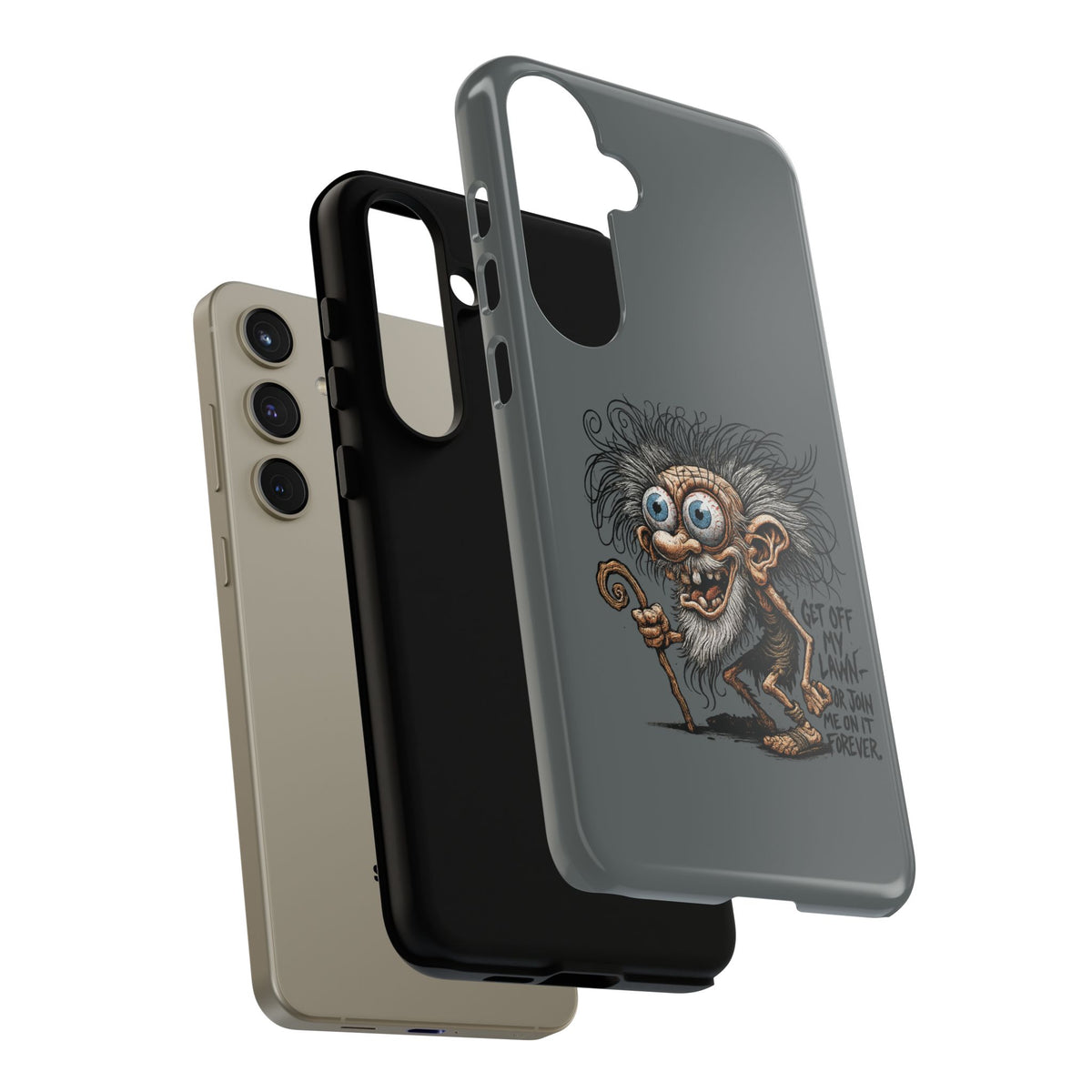 Phone Case — Funny Grumpy Troll Design: “Get Off My Lawn” Protective Cover