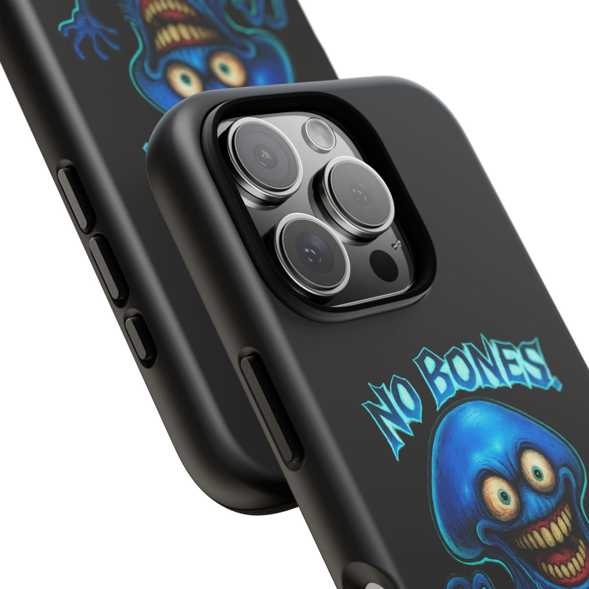 Phone Case — 'No Bones, No Chill, No Mercy' Blue Jellyfish Horror Design