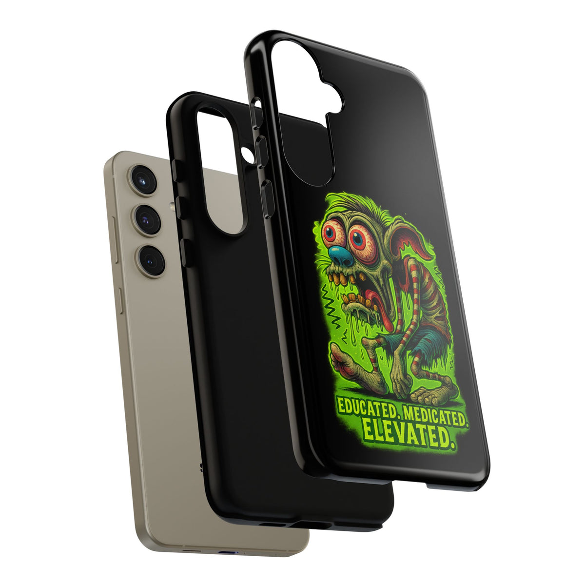 Phone Case — "Educated. Medicated. Elevated." Neon Monster Design