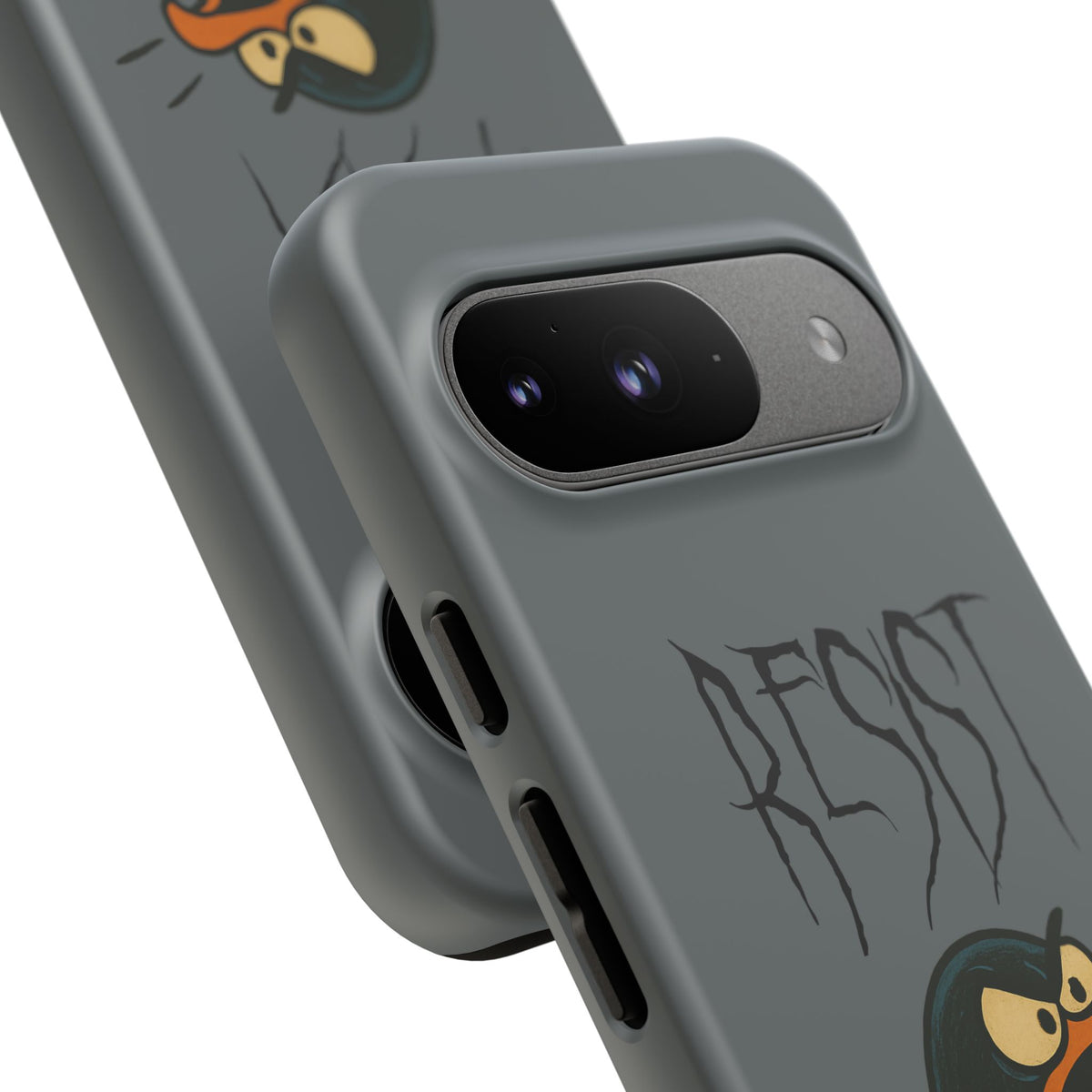 Resist Angry Penguin Phone Case — Protective iPhone Case with Bold Cartoon Design
