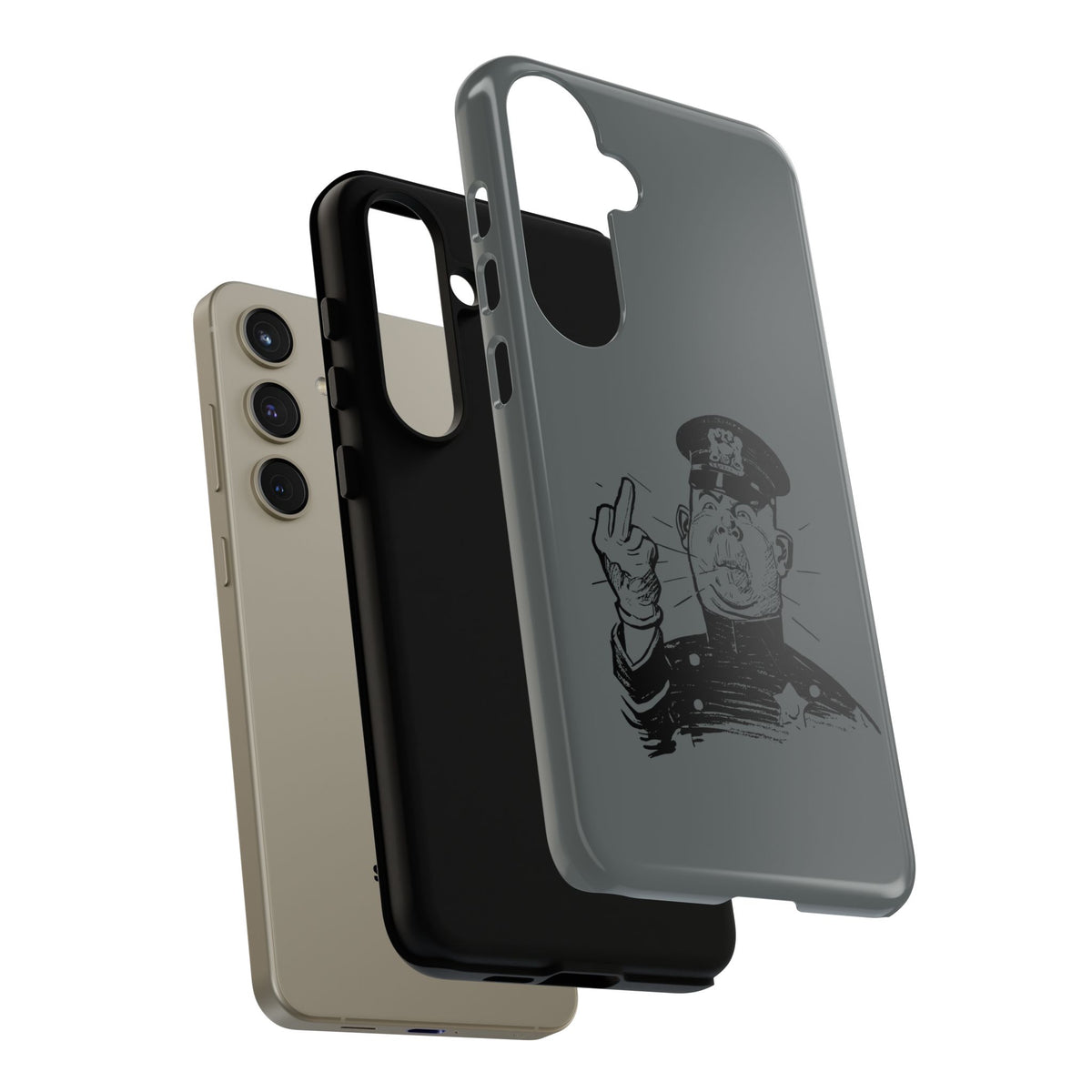 Vintage Cop Middle Finger Phone Case — Edgy Retro iPhone Protective Cover