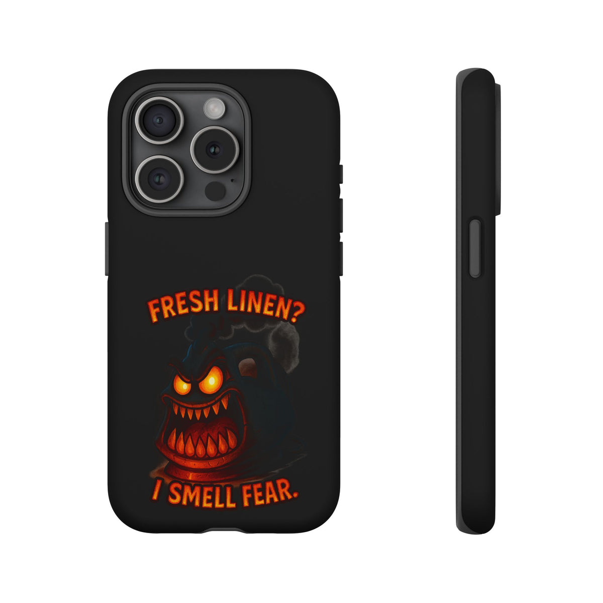 Phone Case — 'Fresh Linen? I Smell Fear.' Spooky Pumpkin Horror Protective Case