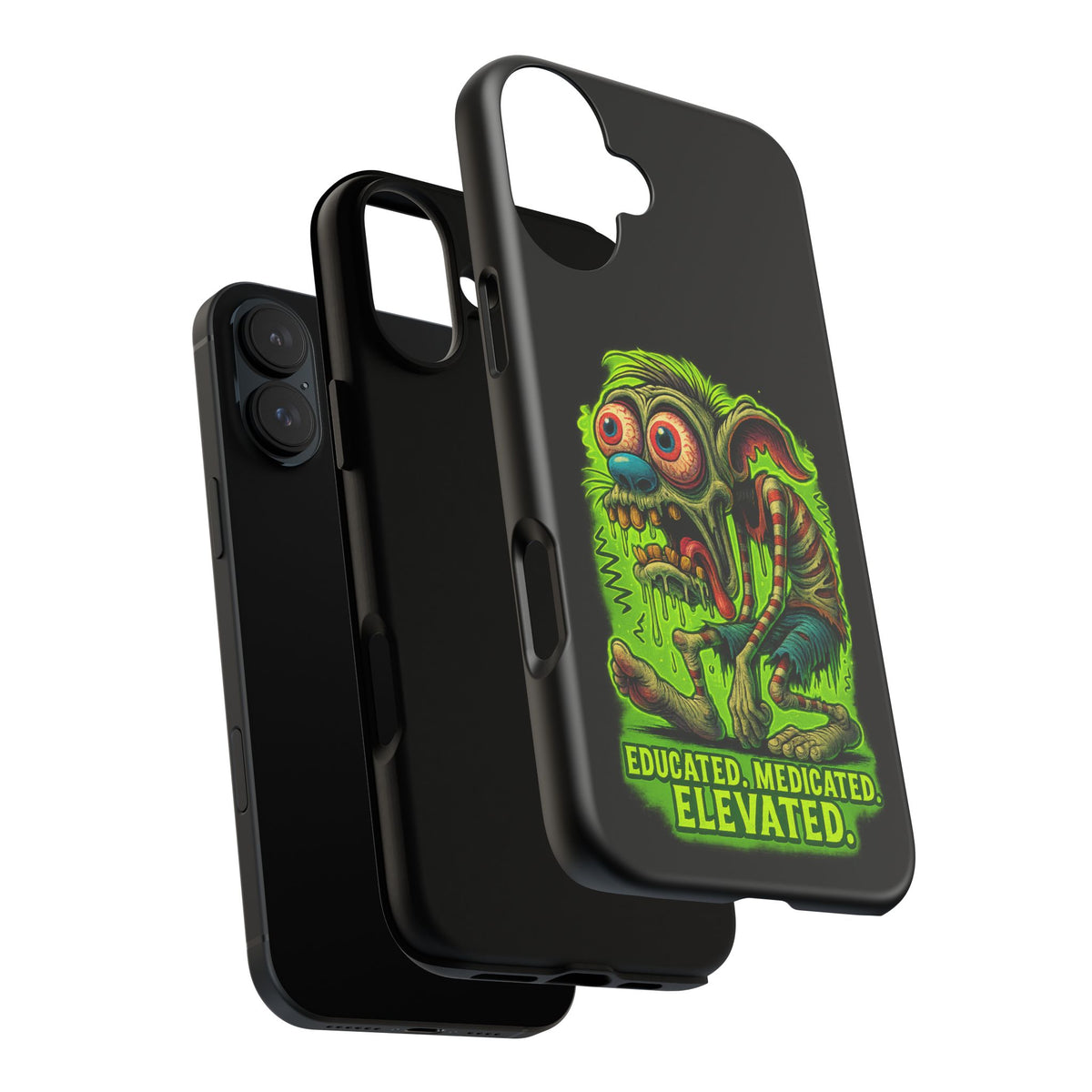 Phone Case — "Educated. Medicated. Elevated." Neon Monster Design