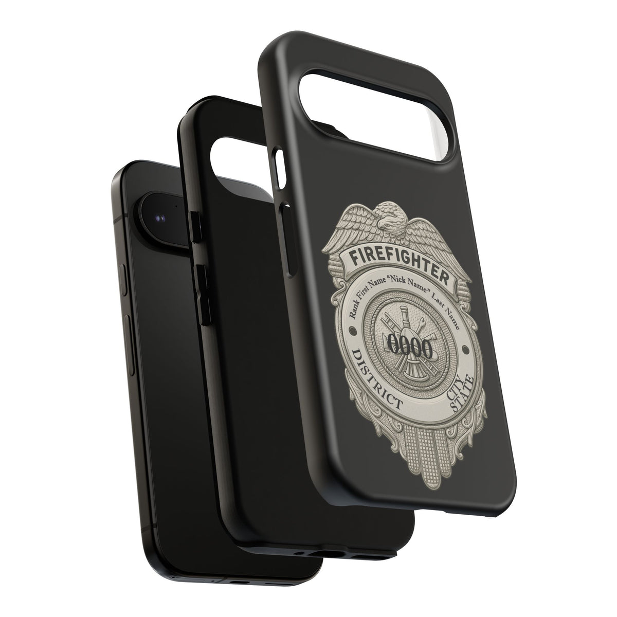 Firefighter Badge Tough Phone Case — Personalized Station Number Design
