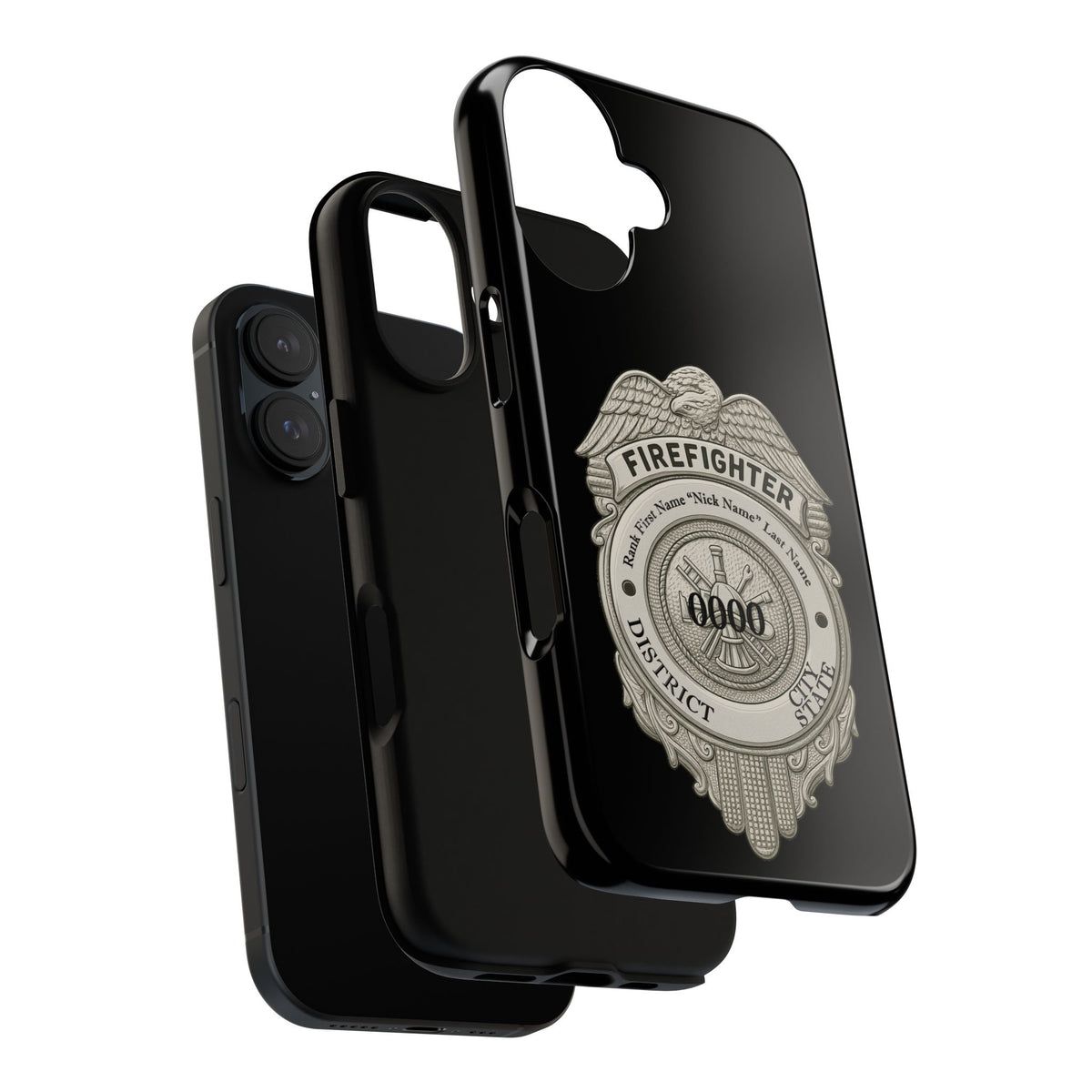Firefighter Badge Tough Phone Case — Personalized Station Number Design