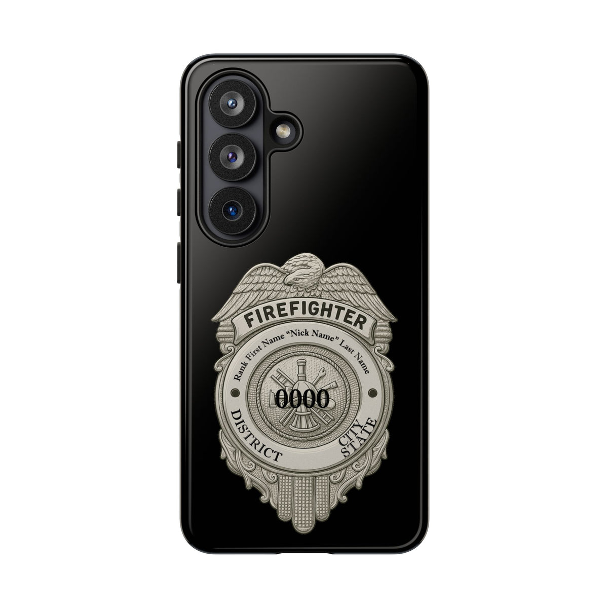 Firefighter Badge Tough Phone Case — Personalized Station Number Design