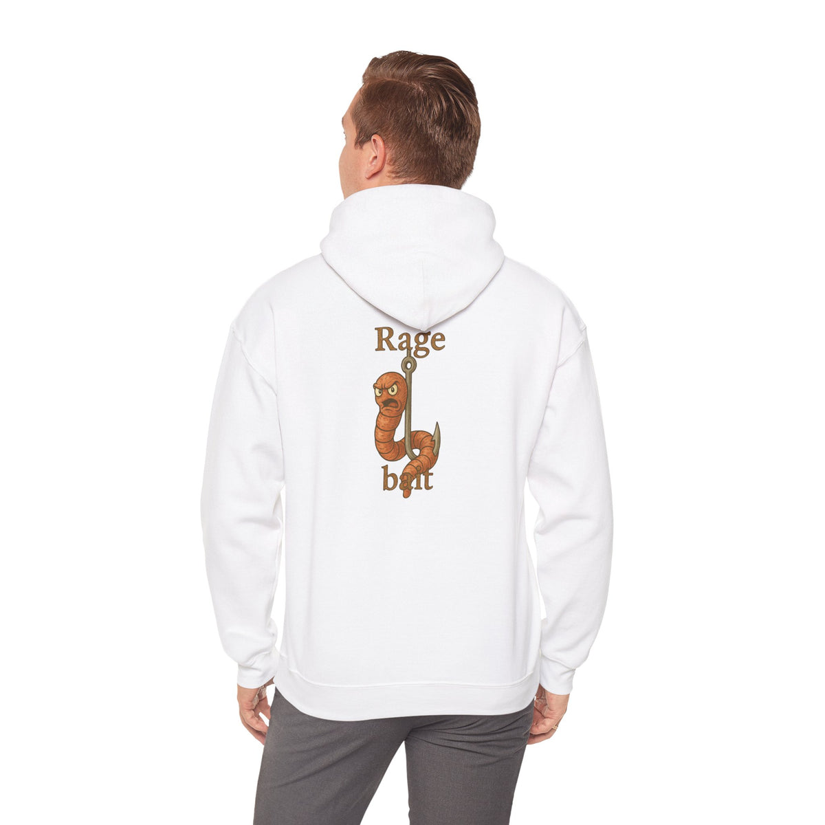 Rage Bait Hoodie — Funny Worm Graphic Hooded Sweatshirt