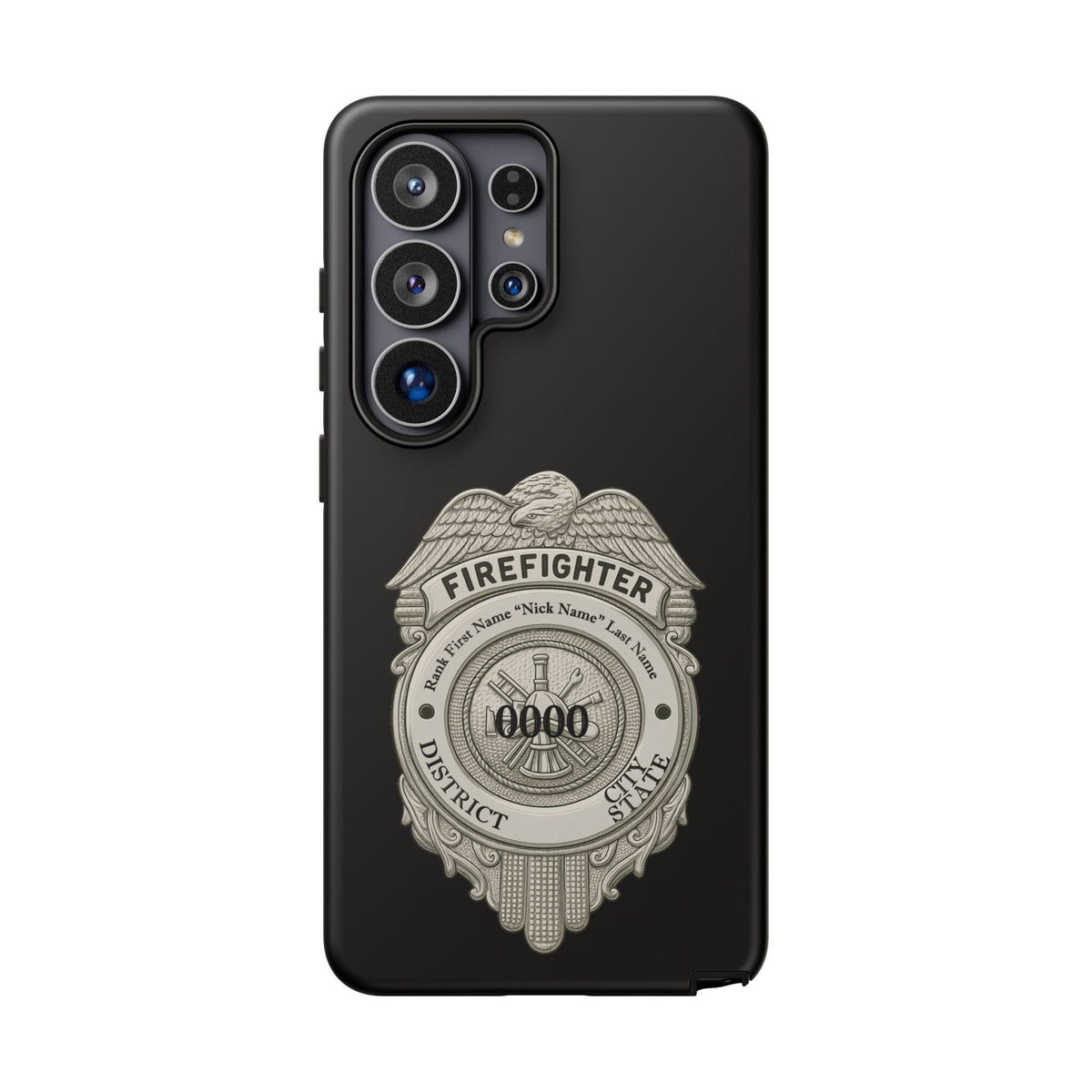 Firefighter Badge Tough Phone Case — Personalized Station Number Design