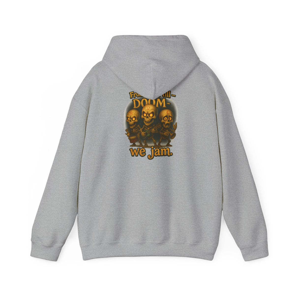 Doom We Jam Hoodie — Retro Skull Metal Band Graphic Sweatshirt