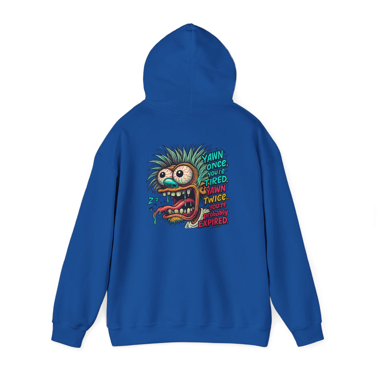 Skater Monster Graphic Hoodie — “Yawn Once, Yawn Twice, Never Appear” Retro Skate Pullover