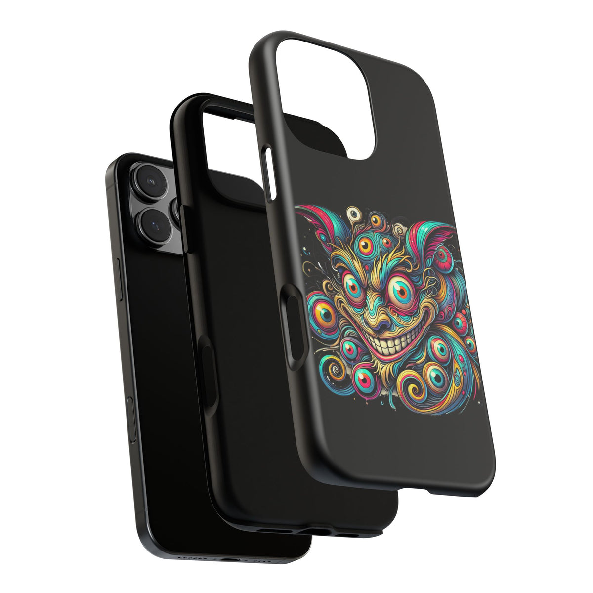Psychedelic Mischief Phone Case — Colorful Grinning Monster Design