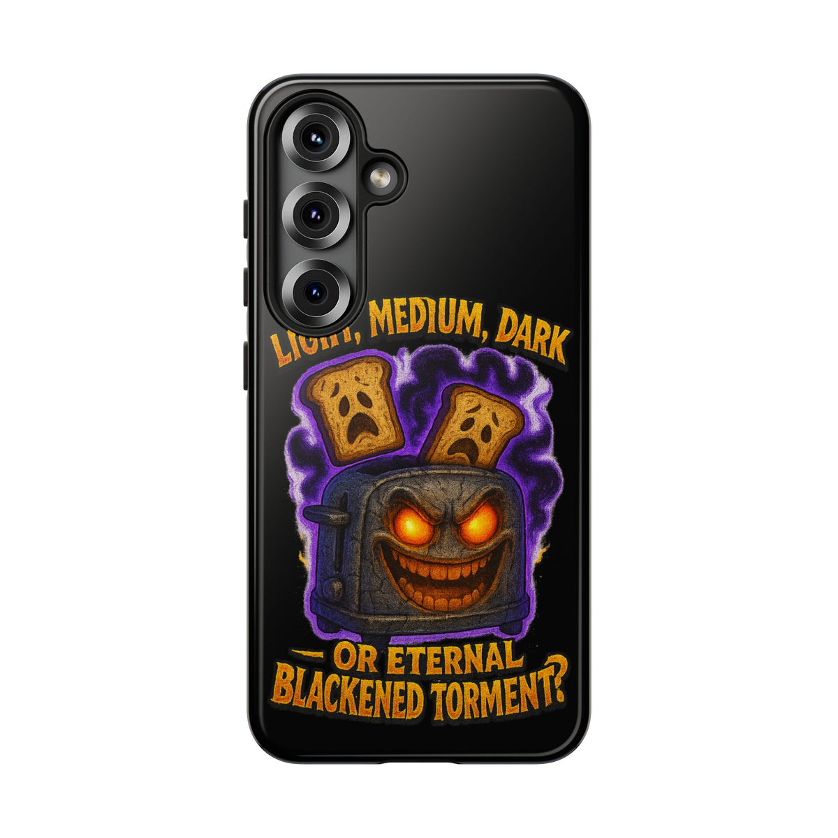 Phone Case — 'Light, Medium, Dark or Eternal Blackened Torment?' Spooky Toast & Toaster Horror Design