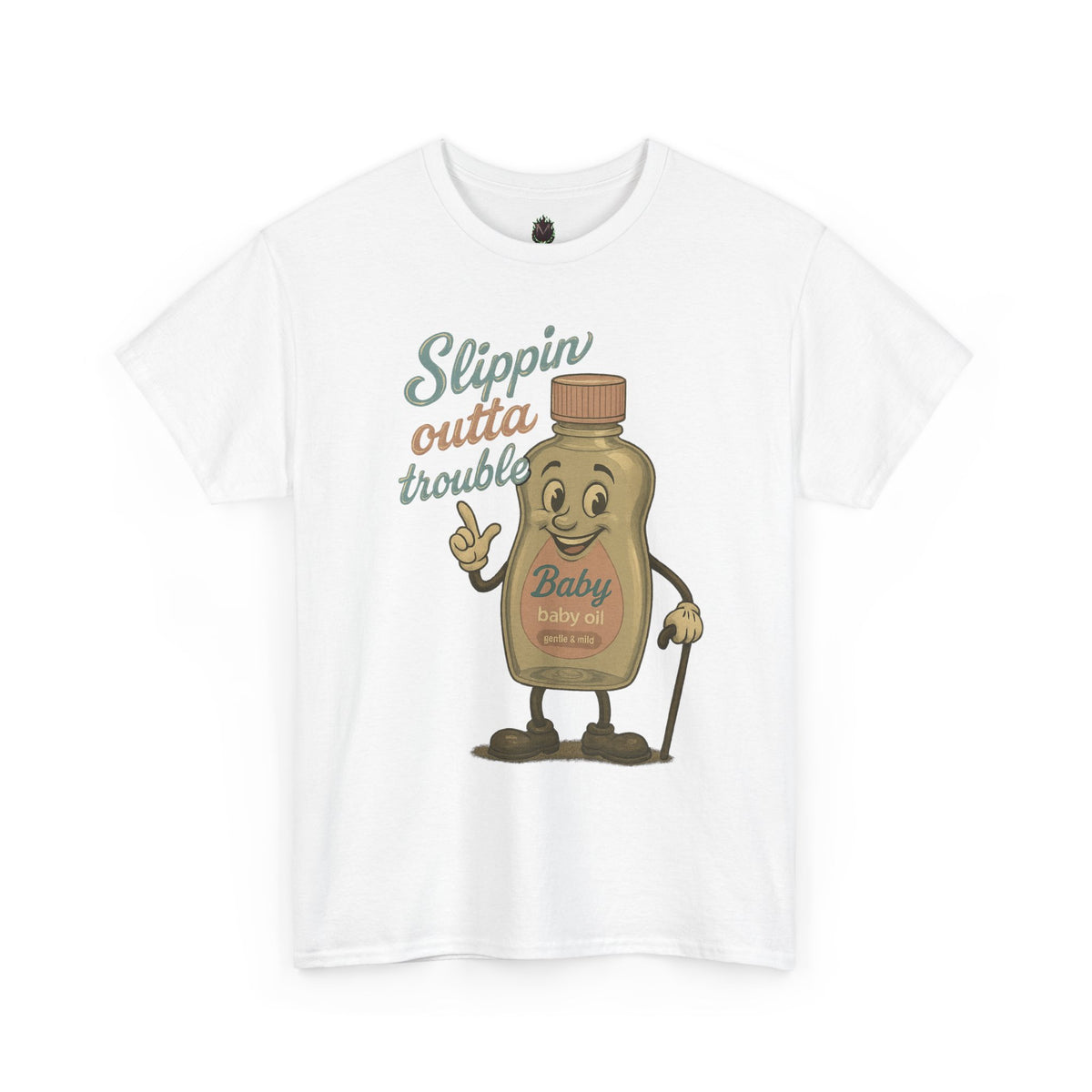 Slippin' Outta Trouble – Vintage Baby Oil Cartoon Tee