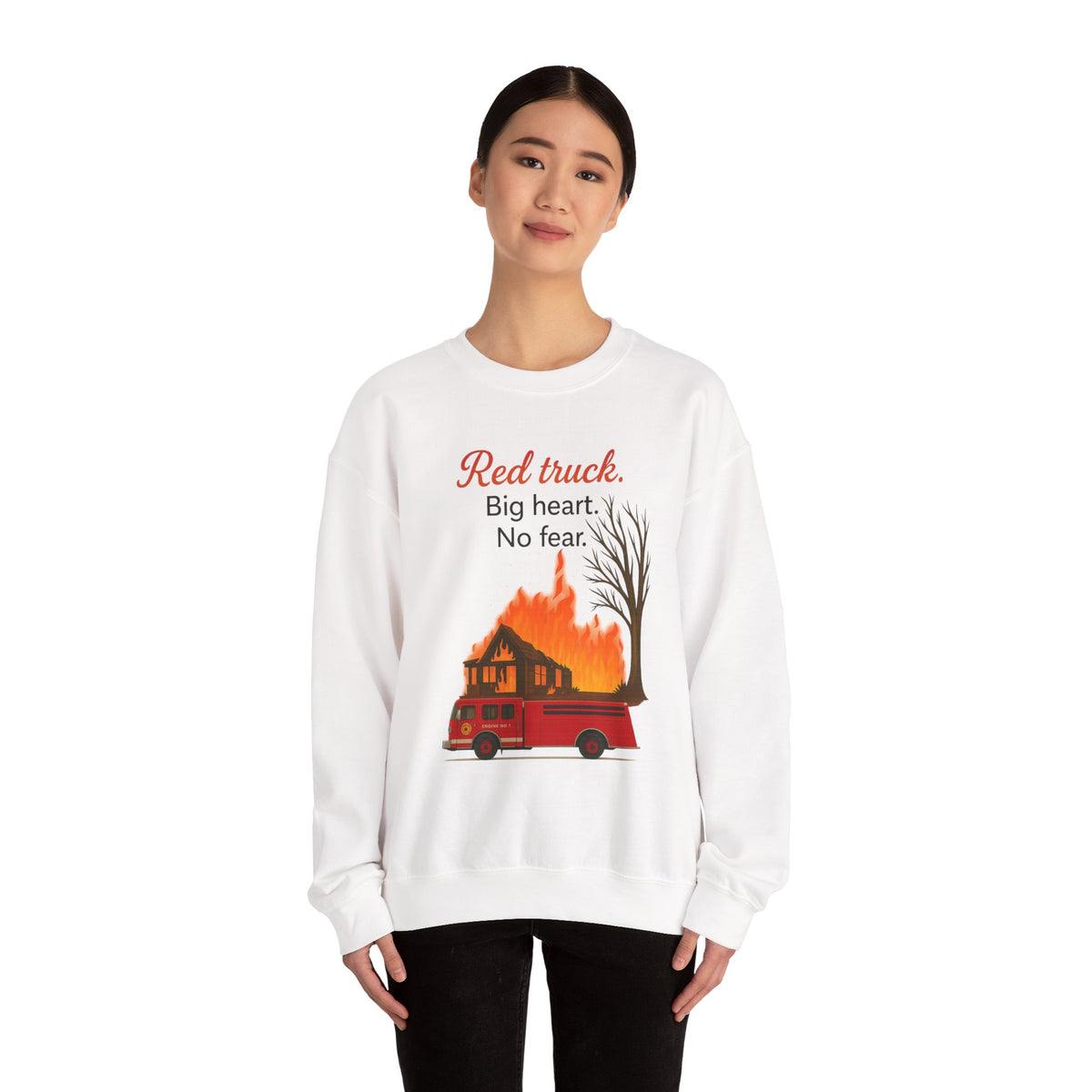 Red Truck Big Heart No Fear Crewneck Sweatshirt