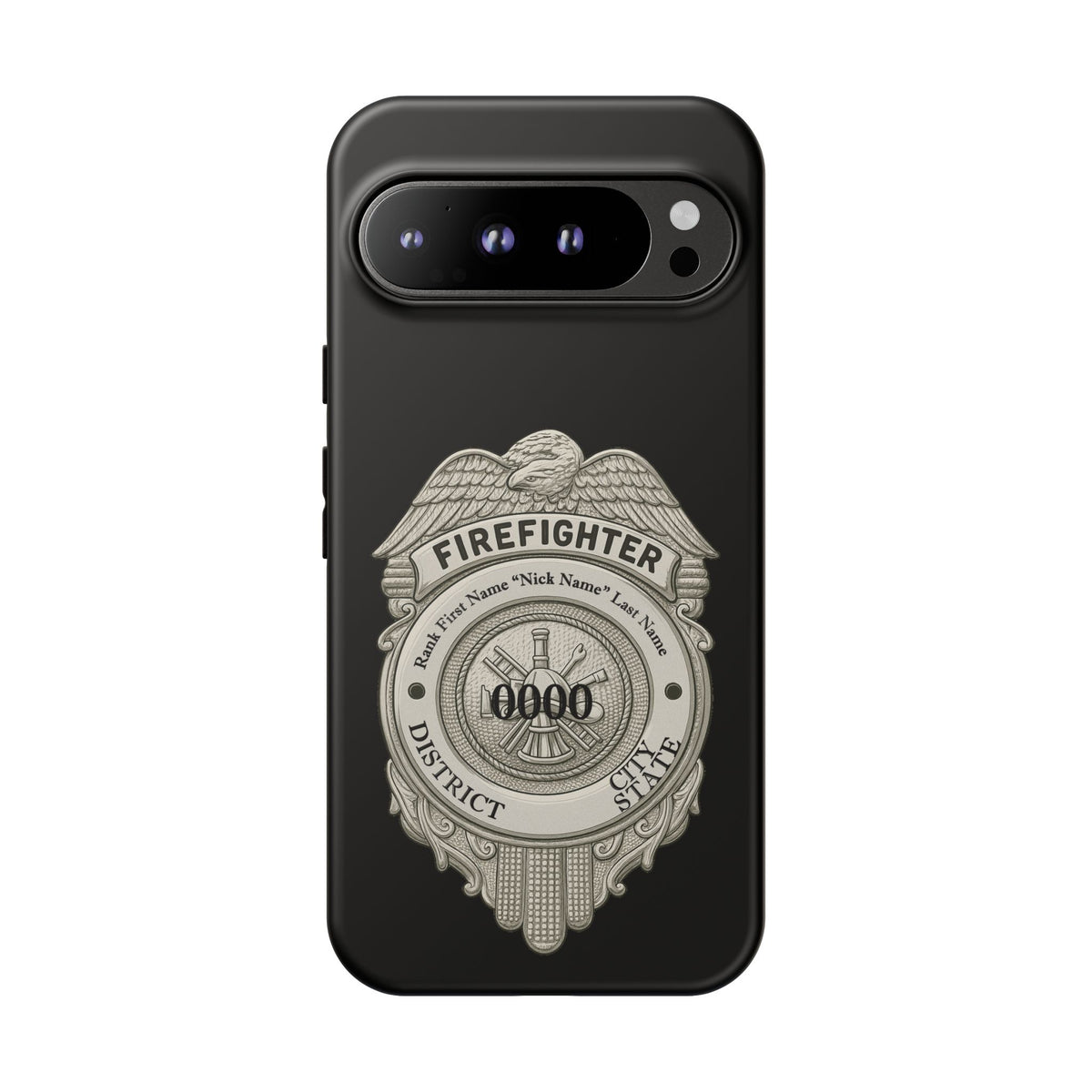 Firefighter Badge Tough Phone Case — Personalized Station Number Design