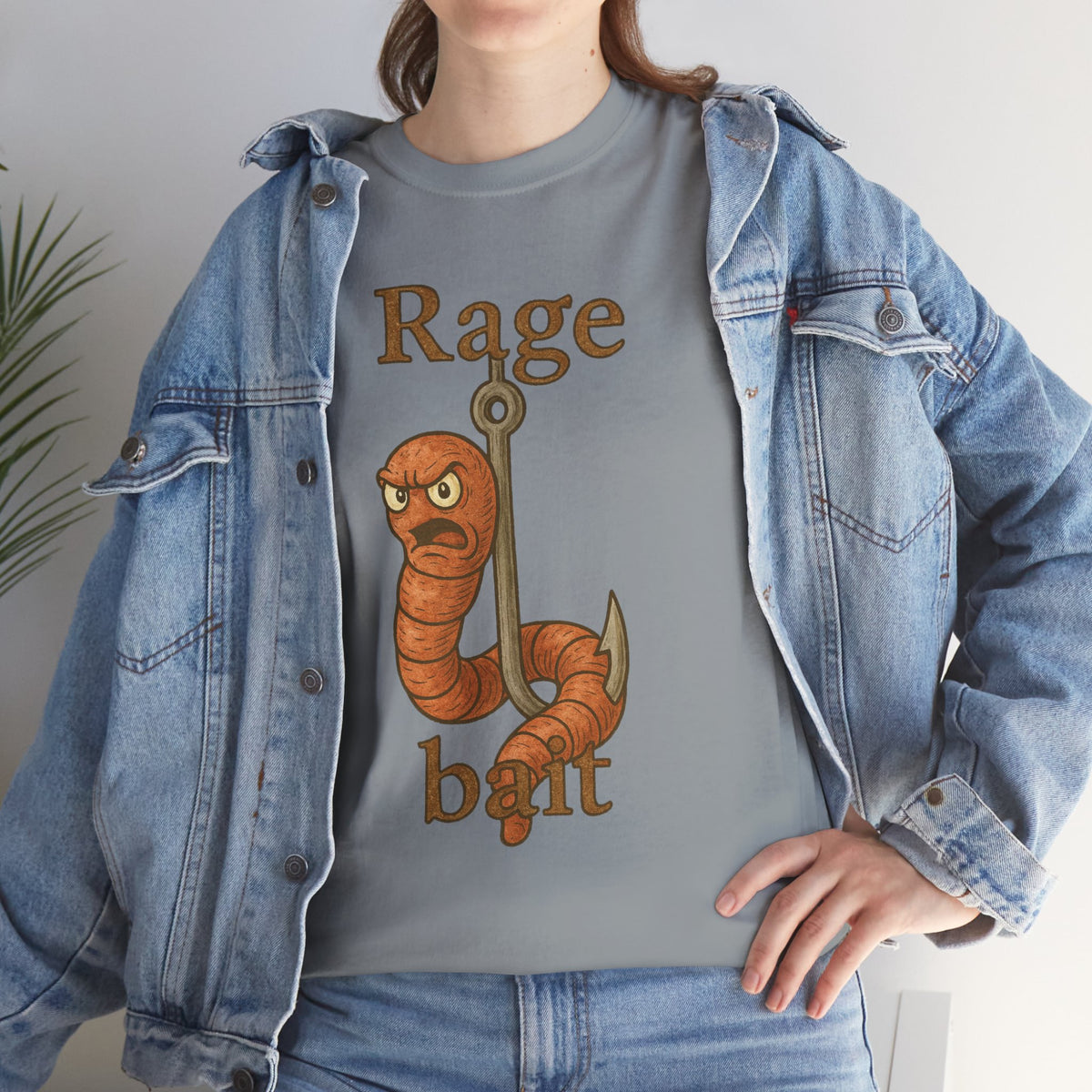 Rage Bait Worm T-Shirt | Angry Worm Fishing Hook Design