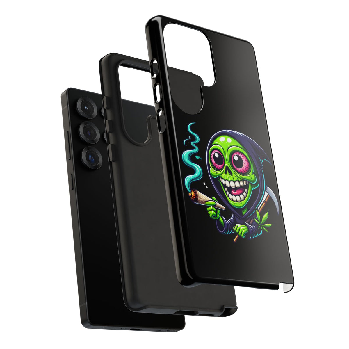 Grinning Stoner Grim Reaper Phone Case – Cannabis Skull iPhone Cover