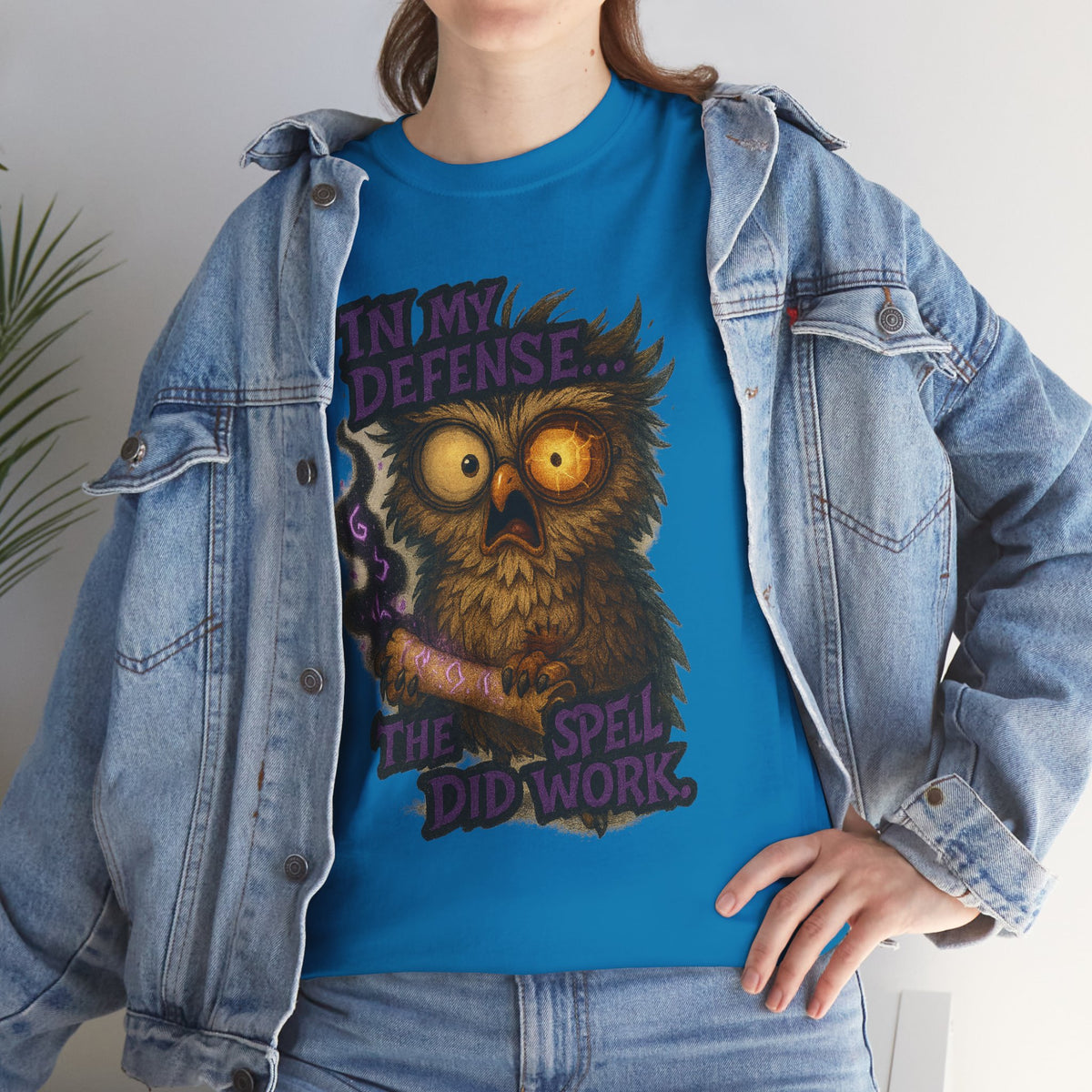 Owl Magic T-Shirt — "In My Defense The Spell Did Work" Graphic Tee