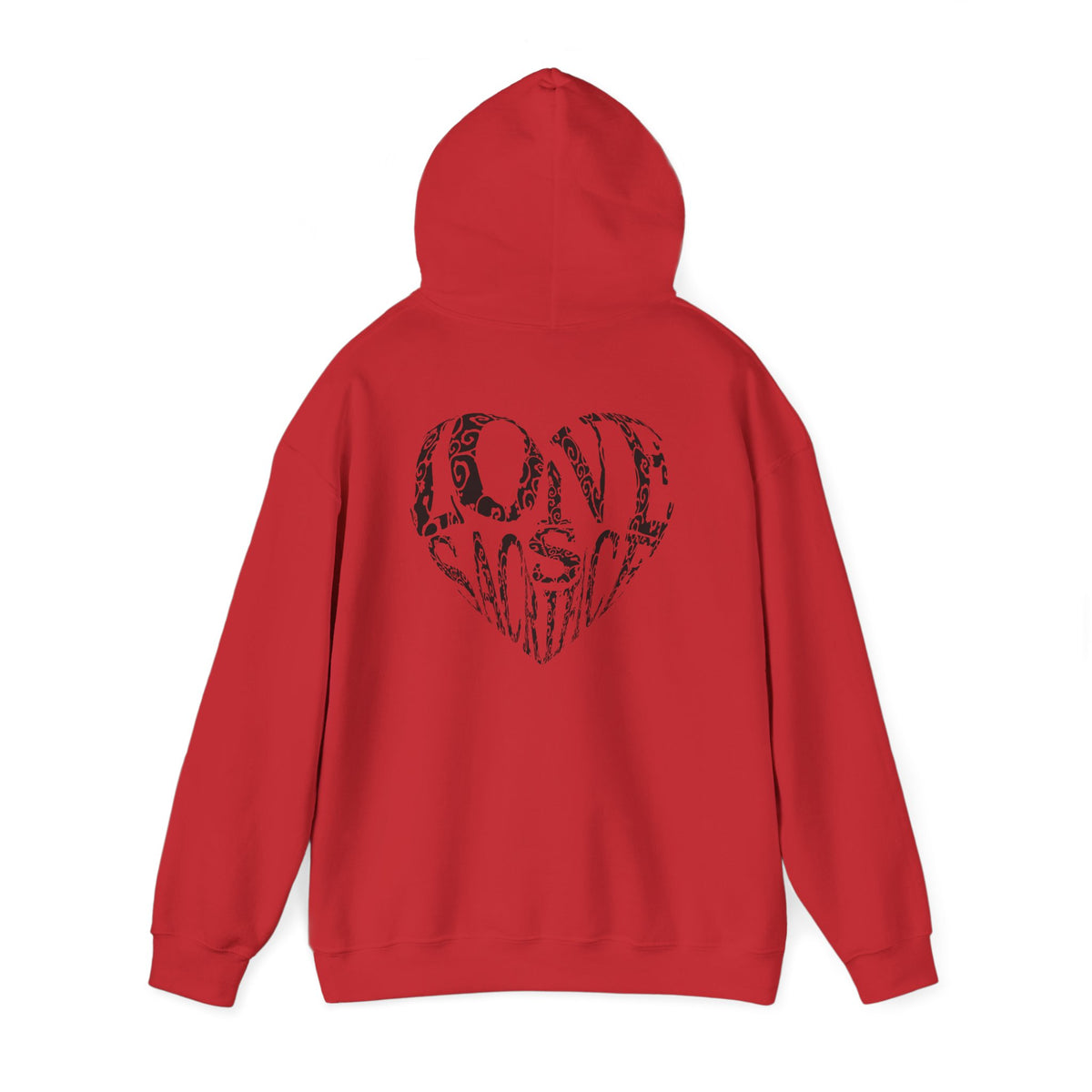 Hoodie — Black Heart Typography “Love” Graphic Pullover