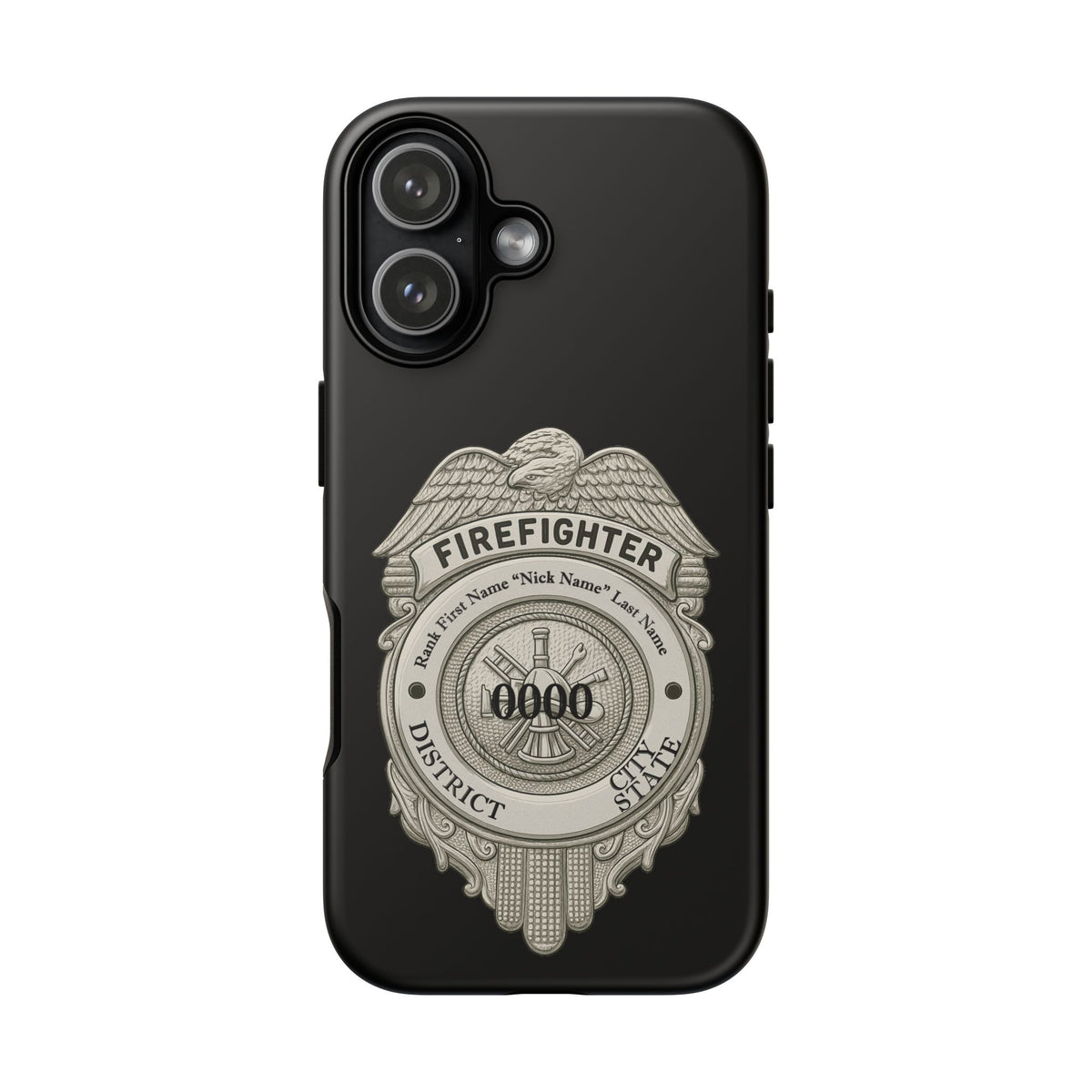 Firefighter Badge Tough Phone Case — Personalized Station Number Design