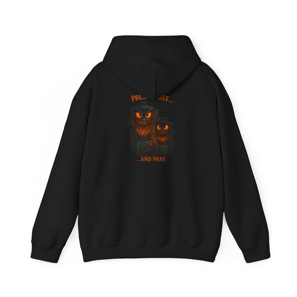 Halloween Hoodie — ‘Press Sneeze and Pray’ Graphic Hooded Sweatshirt